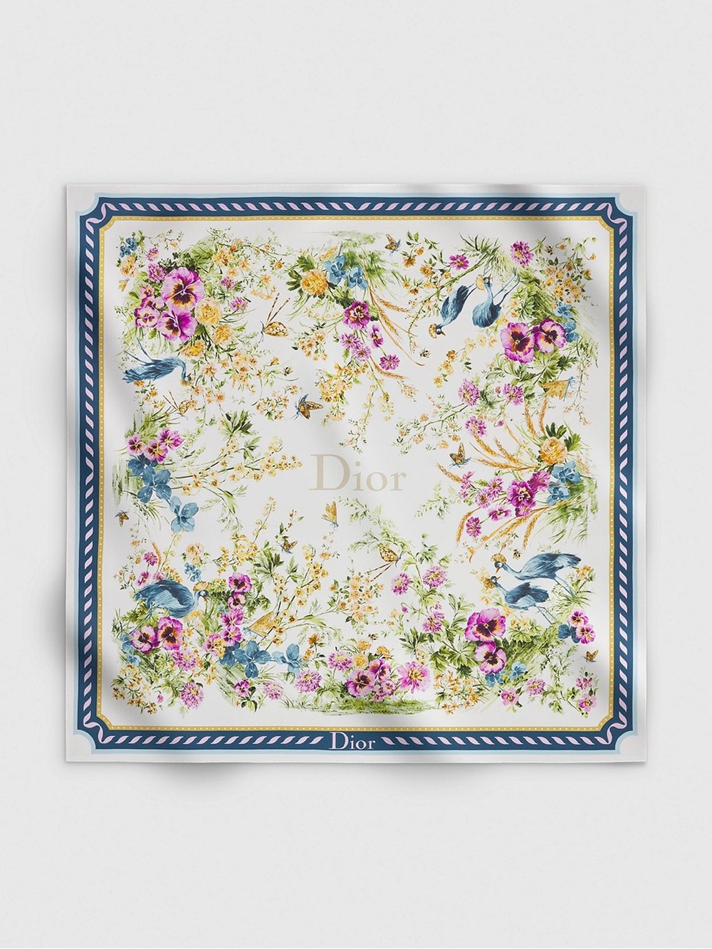 Dior Blue, Pink & Gold Floral Scarf